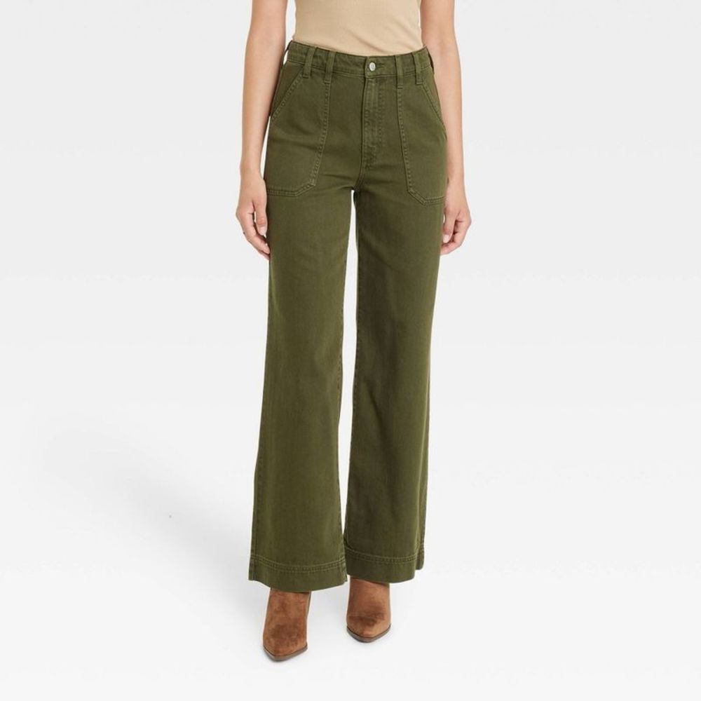 Women's High-Rise Wide Leg Jeans - Universal Thread Green 6